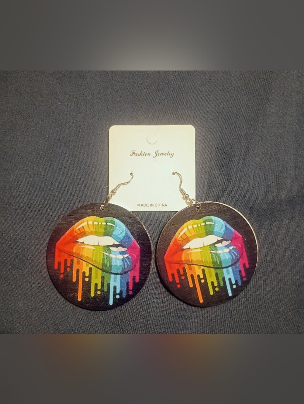 Rainbow Drip Lip Statement Earrings